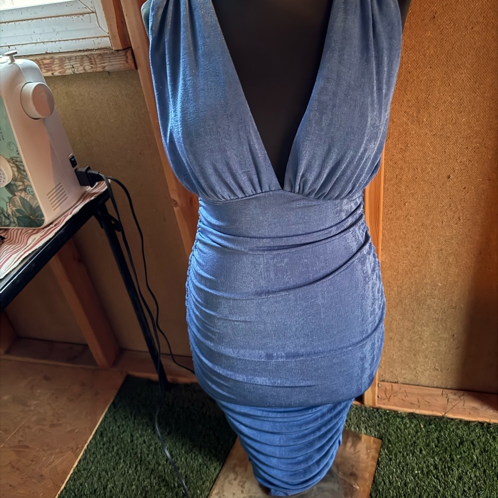 Fashion Nova Blue Midi Dress